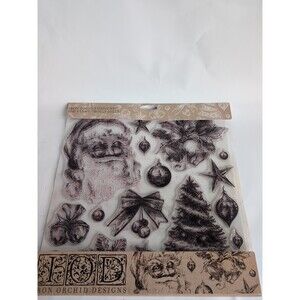 IOD Holly Jolly Stamp Iron Orchid Designs Retired Rare Preowned